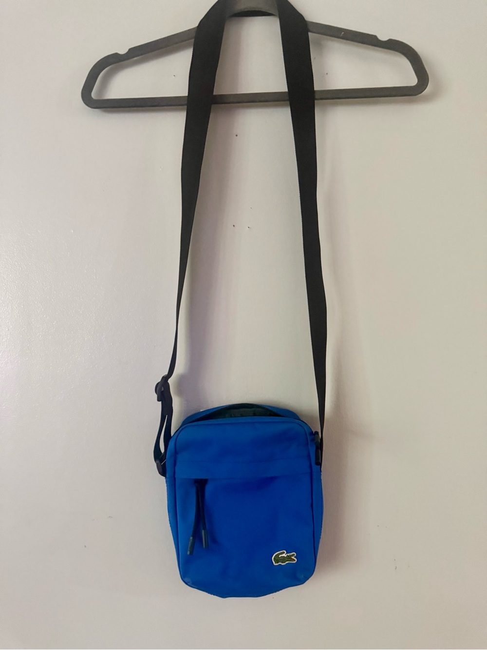 LACOSTE Neocroc Vertical Crossbody Bag Blue Canvas Camera Messenger Shoulder Bag